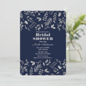 Invitation Fleurs d'argent de feuilles botaniques de douche d (Debout devant)