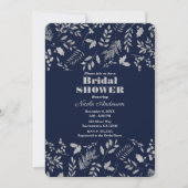 Invitation Fleurs d'argent de feuilles botaniques de douche d (Devant)