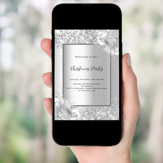 Invitation Fleurs d'argent Noël