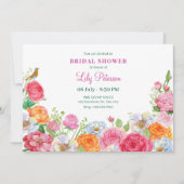 Invitation Fleurs d'art Douche nuptiale Rose (Devant)