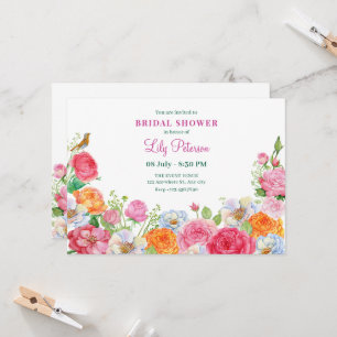 Invitation Fleurs d'art Douche nuptiale Rose