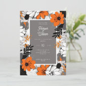 Invitation Fleurs d'art monochrome mariage (Debout devant)