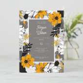Invitation Fleurs d'art monochrome mariage (Debout devant)