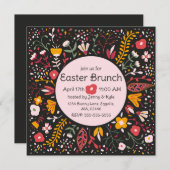 Invitation Fleurs d'art populaire Pâques (Devant / Derrière)