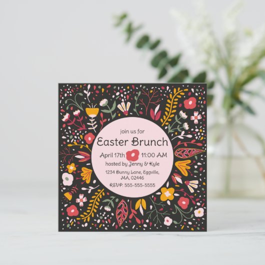 Invitation Fleurs d'art populaire Pâques (Debout devant)