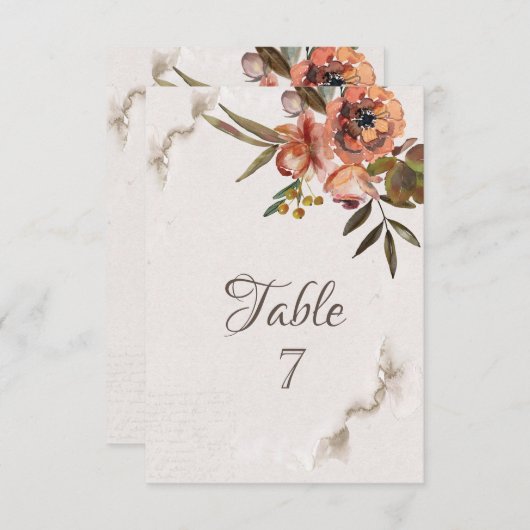 Invitation Fleurs d'automne à l'aquarelle (Devant / Derrière)