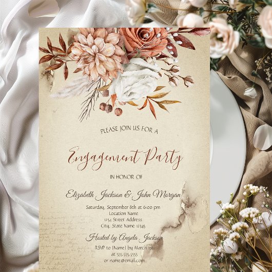 Invitation Fleurs d'automne à l'aquarelle chic