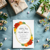 Invitation Fleurs d'automne Anniversaire