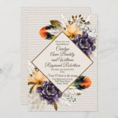 Invitation Fleurs d'automne avec Mariage de laiton et de plum (Devant / Derrière)