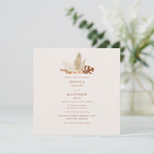 Invitation Fleurs d'automne Boho rustique Mariage extérieur (Debout devant)