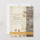 Invitation Fleurs d'Automne, Bois FAUX & Parchemin Carton de (Dos)