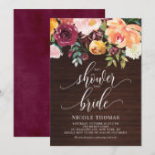 Invitation Fleurs d'automne Bois rustique Fête des mariées d' (Devant / Derrière)