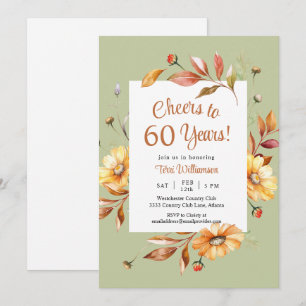 Invitation Fleurs d'automne Cheers à 60 ans 60e anniversaire