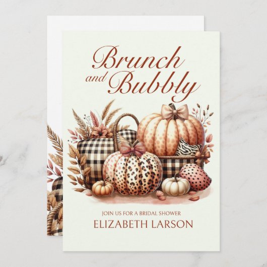Invitation Fleurs d'automne Citrouille Brunch et Bubbly Brida (Devant / Derrière)