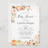 Invitation Fleurs d'automne Citrouille d'or Baby shower d'aut (Devant)