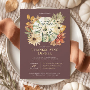 Invitation Fleurs d'automne de citrouille de dîner de Thanksg