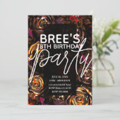 Invitation Fleurs d'automne de jardin sombre Fête d'anniversa (Debout devant)