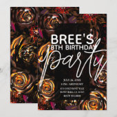 Invitation Fleurs d'automne de jardin sombre Fête d'anniversa (Devant / Derrière)