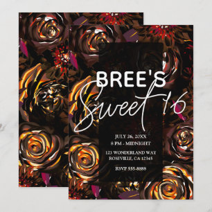 Invitation Fleurs d'automne de jardin sombre Fête douce 16