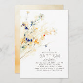 Invitation Fleurs d'automne de terre Élégant Baptême (Devant / Derrière)