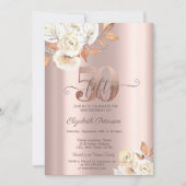 Invitation Fleurs d'automne d'or rose 50e anniversaire (Devant)