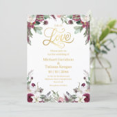 Invitation Fleurs d'automne, élégant mariage avec feuille d'o (Debout devant)