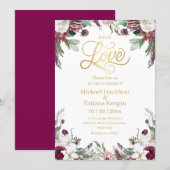 Invitation Fleurs d'automne, élégant mariage avec feuille d'o (Devant / Derrière)