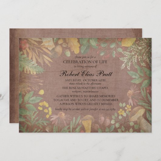 Invitation Fleurs d'automne en boue élégante automne automne (Devant / Derrière)