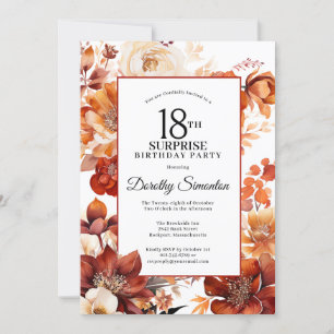 Invitation Fleurs d'automne en terre cuite 18e Anniversaire s