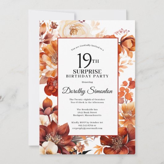 Invitation Fleurs d'automne en terre cuite 19e Anniversaire s (Devant)