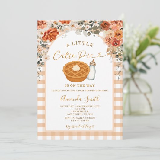 Invitation Fleurs d'automne En vichy pâté d'automne Baby show (Debout devant)