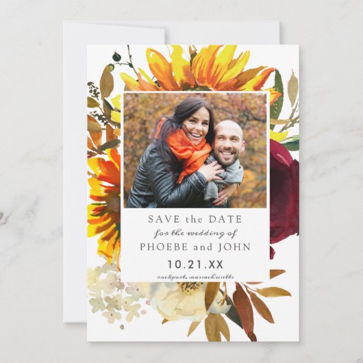 Invitation Fleurs d'automne Enregistrer la date (Devant)