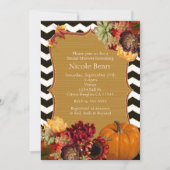 Invitation Fleurs d'automne et Citrouille Black Gold Invitati (Devant)