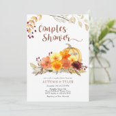Invitation Fleurs d'automne et Citrouille Couples Douche (Debout devant)