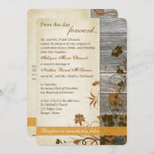 Invitation Fleurs d'automne, FAUX Mariage bois & parchemin (Devant / Derrière)
