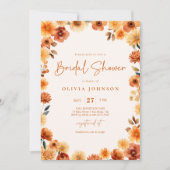 Invitation Fleurs d'automne Fête des mariées orange brûlée (Devant)