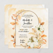 Invitation Fleurs d'automne Feuille Citrouille Mariage chréti (Devant / Derrière)