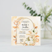 Invitation Fleurs d'automne Feuille Citrouille Mariage chréti (Debout devant)