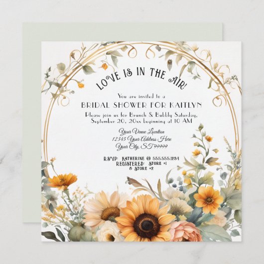 Invitation Fleurs d'automne fleurs sauvages Fête des mariées (Devant / Derrière)