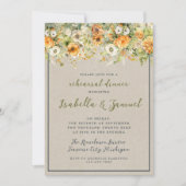 Invitation Fleurs d'automne Floral Automne Orange Dîner de ré (Devant)