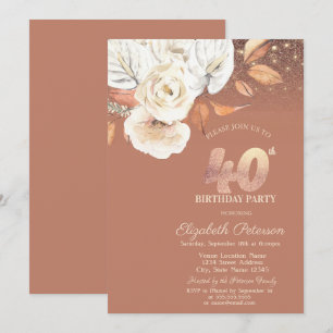 Invitation Fleurs d'automne Lumières Paillettes 40e Anniversa