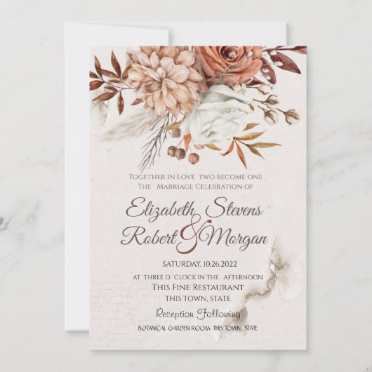 Invitation Fleurs d'Automne Mariage (Devant)