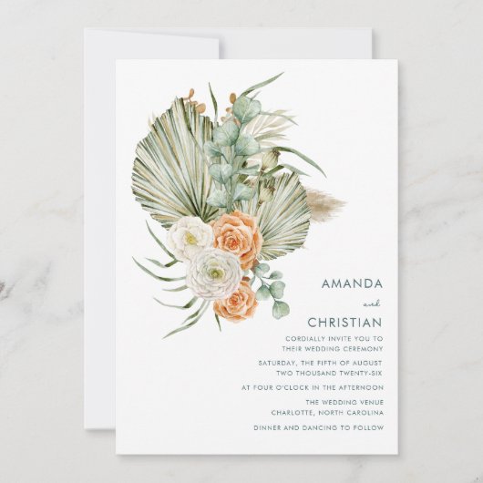 Invitation Fleurs d'automne Mariage extérieur rustique (Devant)