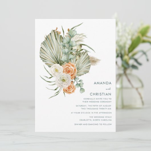 Invitation Fleurs d'automne Mariage extérieur rustique (Debout devant)