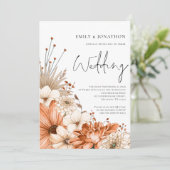 Invitation Fleurs d'Automne Modernes Code QR Écrit Mariage (Debout devant)