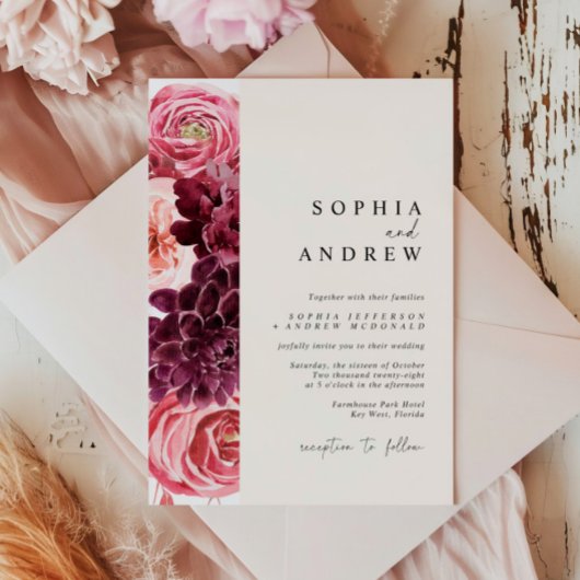 Invitation Fleurs d'automne modernes Mariage d'automne