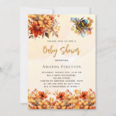 Invitation Fleurs d'automne orange Baby shower (Devant)