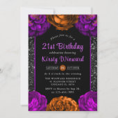 Invitation Fleurs d'automne orange et violet Halloween Annive (Devant)
