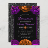 Invitation Fleurs d'automne orange et violet Halloween Quince (Devant / Derrière)