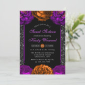 Invitation Fleurs d'automne orange et violet Halloween Sweet  (Debout devant)